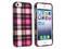 Insten Hot Pink Checker Clip-on Case Cover + Clear Screen Cover Compatible With Apple iPhone 5 / 5s 818571