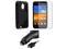 Black S Shape TPU Soft Case+Car Charger+Guard compatible with Samsung© Epic 4G Touch SPH-D710