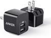 Anker 2-Pack Dual Port 12W USB Wall Charger with Foldable Plug, PowerPort mini, Black