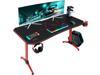 Furmax 55 Inch Gaming Desk Racing Style PC Computer Desk Y-shaped Table Home Office Desk with Large Carbon Fiber Surface, Free Mouse Pad, Headphone Hook, Gaming Handle Rack and Cup Holder (Red)