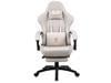 Dowinx PU Leather Gaming Chair with Massage Lumbar Support High Back Adjustable Office PC Chair Swivel Task Computer Chair with Footrest, White