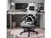 Dowinx Cute Gaming Chair with Cat Ears and Paw Lumbar Seat Cushion, Ergonomic Computer Chair with Footrest, Kawaii Game Chair for girls, Reclining PC Game Chair for Home Use, Black White