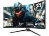 Z-EDGE 34" Ultra Wide 2K Curved Gaming Monitor, 21:9 UWQHD 3440x1440, 165Hz, 1ms, FreeSync Compatible, HDMI x2, DP x2, PBP & PIP Mode
