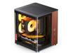 JONSBO TK-0 Separated Cabinet ITX Case Mini Tower,270° Dual-Curved Glass, Al/Solid Walnut Wood, Compact Desktop Case SP GPU 230mm,Separate Air Intake for PSU, Multi Vents Cooling,4 Fan Position,Black