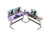 Bestier L Shaped Computer Desk 65 inch Gaming Desk Led with Cup Holder Headset Hook Home Office Desk