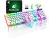 Zhhcyyds Wieless Gaming Keyboard and Mouse Combo Rainbow Backlight Quiet Ergonomic Mechanical Feeling Anti-ghosting Keyboard Mouse with Rechargeable 4000mAh Battery Mouse Pad for Computer Mac Gamer