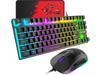 Zhhcyyds Gaming Keyboard and Mouse Combo,88 Keys Compact Rainbow Backlit Mechanical Feel Keyboard,RGB Backlit 6400 DPI Lightweight Gaming Mouse with Honeycomb Shell for Windows PC Gamers (Black)