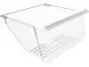 Ecotric Crisper Drawer Bin Replacement for 2188664 WP2188664 Compatible with Whirlpool, Kenmore, Maytag, Kitchenaid Refrigerator Clear Crisper Pan (Bottom) W/White Handle Plastic(PS)