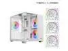 YEAH MAGIC CUBE Gaming computer Case,Tempered Glass ,Three-sided transparent, support MATX, ITX,With 3 RGB Fans, 3D panoramic view, left and right compartments Gaming desktop Case,White