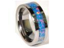 6mm Precious Opal Tungsten Carbide Ring with Red/Green Inlays