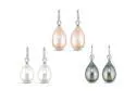 Set of 3 Pairs 9-10mm FW Rice White + Pink + Black Pearl Hook Earrings