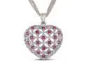 1 CT TGW Created Ruby Silver Heart Pendant with Chain