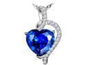 Mabella Fashion PWS004CBS 4.10 cttw Heart Shaped 10mm x 10mm Created Blue Sapphire Pendant in Sterling Silver with 18" Chain