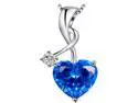 Mabella 4.03 CTW Heart Shaped Created Blue Sapphire Sterling Silver  Pendant with 18" Necklace