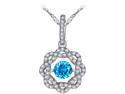 Mabella Sterling Silver 0.50ct Round Cut Created Blue Topaz Dancing Pendant with 18” Chain