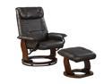Primo International Total Comfort Mocha Bonded Leather swivel recliner with Bentwood base and ottoman