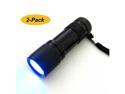 2-Pack Combo - Neiko 9-LED 400nM Ultra Violet UV Compact Aluminum Flashlight, 3AAA - Black