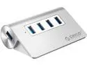 ORICO 4 Port USB 3.0 Unibody Aluminum Portable Data Hub with 3.3ft Extension Cable for MacBook Pro/Mini, iMac, XPS, Surface Pro, Notebook PC, USB Flash Drives, Mobile HDD  - Silver
