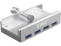 ORICO Aluminum 4 Ports USB 3.0 HUB, USB splitter For Desktop Laptop Clip Range 10-32mm With 4.95ft Date Cable Ultra-Portable USB Expander for MacBook Air/Laptop/PC - Silver