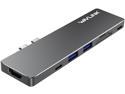 Wavlink Aluminum USB-C Hub Adapter for both 13" and 15" MacBook Pro, Thunderbolt 3 Mini Dock - 5K 40GbS, 4K HDMI, Pass-Through Charging, USB-C Port, 2 USB 3.0, SD/Micro SD Card Reader - Gray
