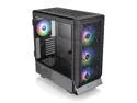 Thermaltake Ceres 500 Black Mid Tower E-ATX Computer Case with Tempered Glass Side Panel; 4 Preinstalled 140mm PWM ARGB Fans; Rotational PCIe Slots & GPU Holder; CA-1X5-00M1WN-00