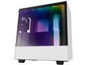 NZXT H500i - Compact ATX Mid-Tower PC Gaming Case - RGB Lighting and Fan Control - CAM-Powered Smart Device - Tempered Glass Panel - Enhanced Cable Management System – Water-Cooling Ready - WHI/BLK
