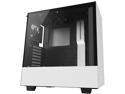 NZXT H500 - Compact ATX Mid-Tower PC Gaming Case - Tempered Glass Panel - All-Steel Construction - Enhanced Cable Management System - Water-Cooling Ready - White/Black