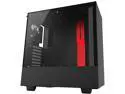 NZXT H500 - Compact ATX Mid-Tower PC Gaming Case - Tempered Glass Panel - All-Steel Construction - Enhanced Cable Management System - Water-Cooling Ready - Black/Red