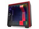 NZXT H710i - ATX Mid Tower PC Gaming Case - Front I/O USB Type-C Port - Quick-Release Tempered Glass Side Panel - Vertical GPU Mount - Integrated RGB Lighting - Water-Cooling Ready - Black/Red