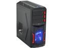 Rosewill - Black Gaming ATX Mid Tower Computer Case - Top-Mounted USB 3.0 Port, Three Fans Included - 1 x Front Blue LED 120mm, 1 x Rear 120mm, 1 x Top 120mm - Galaxy-02
