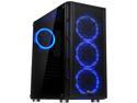 Rosewill ATX Mid Tower Gaming PC Computer Case with Dual Ring Blue LED Fans, 360mm Water Cooling Radiator Support, Tempered Glass and Steel, USB 3.0 - SPECTRA C100