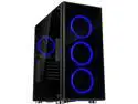 Rosewill CULLINAN V500 Blue ATX Mid Tower Gaming PC Computer Case with Dual Ring Blue LED Fans, 360mm Water Cooling Radiator Support, Tempered Glass and Steel, USB 3.0