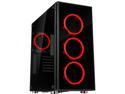 Rosewill ATX Mid Tower Gaming PC Computer Case with Dual Ring Red LED Fans, 360mm Water Cooling Radiator Support, Tempered Glass and Steel, USB 3.0 - CULLINAN V500 Red