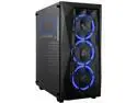 Rosewill SPECTRA X-Blue ATX Mid Tower Gaming PC Computer Case, Supports 240mm & 360mm Liquid Coolers, 4 Dual-Ring Blue LED Fans, Steel Airflow Mesh, Tempered Glass