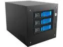 iStarUSA S-35-3DE1BL Black Aluminum / Steel Tower Compact Stylish 3x 3.5" Hotswap Trayless mini-ITX Tower - Blue HDD Handle