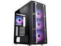 SAMA Space X1-ARGB Black Steel / Tempered Glass ATX Mid Tower Computer Case with 4 x 120mm ARGB LED Fans Pre-Installed