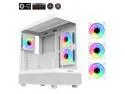 Sama Neview 4361 White Dual USB3.0 and Type C Tempered Glass ATX Mid Tower Gaming Computer Case w/ 3 x 120mm ARGB Fans (2 x MB Side, 1 x Rear) Pre-Installed