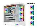 Sama 3021-White Dual USB3.0 and Type C Tempered Glass ATX Full Tower Gaming Computer Case w/ 4 x 120mm ARGB Fans (3 x MB Side, 1 x Rear) Pre-Installed