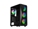 Sama 3313 Black USB3.0 Tempered Glass ATX Tower Gaming Computer Case w/ 4 x 120mm ARGB Fans (Pre-Installed)