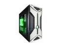 XION Onyx XON-301 Black Steel ATX Mid Tower Computer Case with Stylish LED Power switch and unique 140mm Green LED Fan