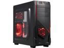DIYPC Ranger-R4-R Black/Red USB 3.0 ATX Mid Tower Gaming Computer Case with 3 x Red Fans (1 x 120mm Side LED Fan, 1 x 120mm Front LED Fan, 1 x 120mm Rear Fan)