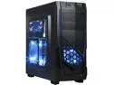 DIYPC Ranger-R5-B Black USB 3.0 ATX Mid Tower Gaming Computer Case with 3 x Blue Fans (1 x 120mm LED Fan x side, 1 x 120mm LED Fan x front, 1 x 120mm fan x rear)