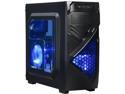 DIYPC Alnitak-BK Black USB 3.0 ATX and Micro-ATX Mid Tower Gaming Computer Case with 3 x 120mm Blue Fans (Pre-installed)