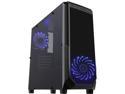 DIYPC VII-BK-15LEDlight Black SPCC Steel ATX Mid Tower Dual USB 3.0 Gaming Computer Case with Pre-installed 2 x Blue 15 LED Light Fans