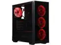 DIYPC IllusionII-BR Black Dual USB3.0 Steel / Tempered Glass ATX Mid Tower Gaming Computer Case w/4 x 120mm Red 33LED Light Fans (Pre-Installed)