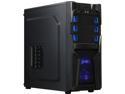 DIYPC Solo-T2-BK Black USB 3.0 ATX Mid Tower Gaming Computer Case with 2 x Blue Fans (1 x 120mm LED Fan x Front, 1 x 120mm Fan x Rear) Pre-installed