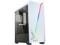 DIYPC S2-W-RGB White USB3.0 Steel/ Tempered Glass ATX Mid Tower Gaming Computer Case w/Tempered Glass Panel and Addressable RGB LED Strip