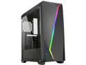 DIYPC S2-BK-RGB Black USB3.0 Steel/ Tempered Glass ATX Mid Tower Gaming Computer Case w/Tempered Glass Panel and Addressable RGB LED Strip