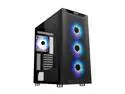 DIYPC IDX7-BK-ARGB Black Steel / Tempered Glass ATX Mid Tower Computer Case with 4 x 120mm Halo ARGB LED Fans Pre-Installed