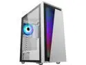 DIYPC IDX1-W-ARGB White Steel / Tempered Glass ATX Mid Tower Computer Case with 1 x 120mm Halo ARGB LED Fan Pre-Installed